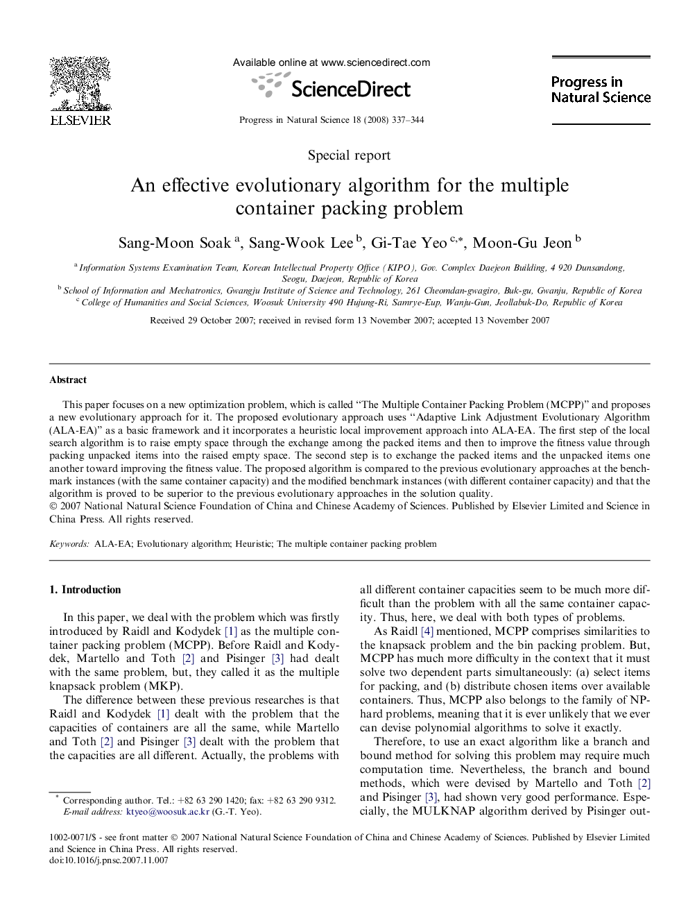 An effective evolutionary algorithm for the multiple container packing problem