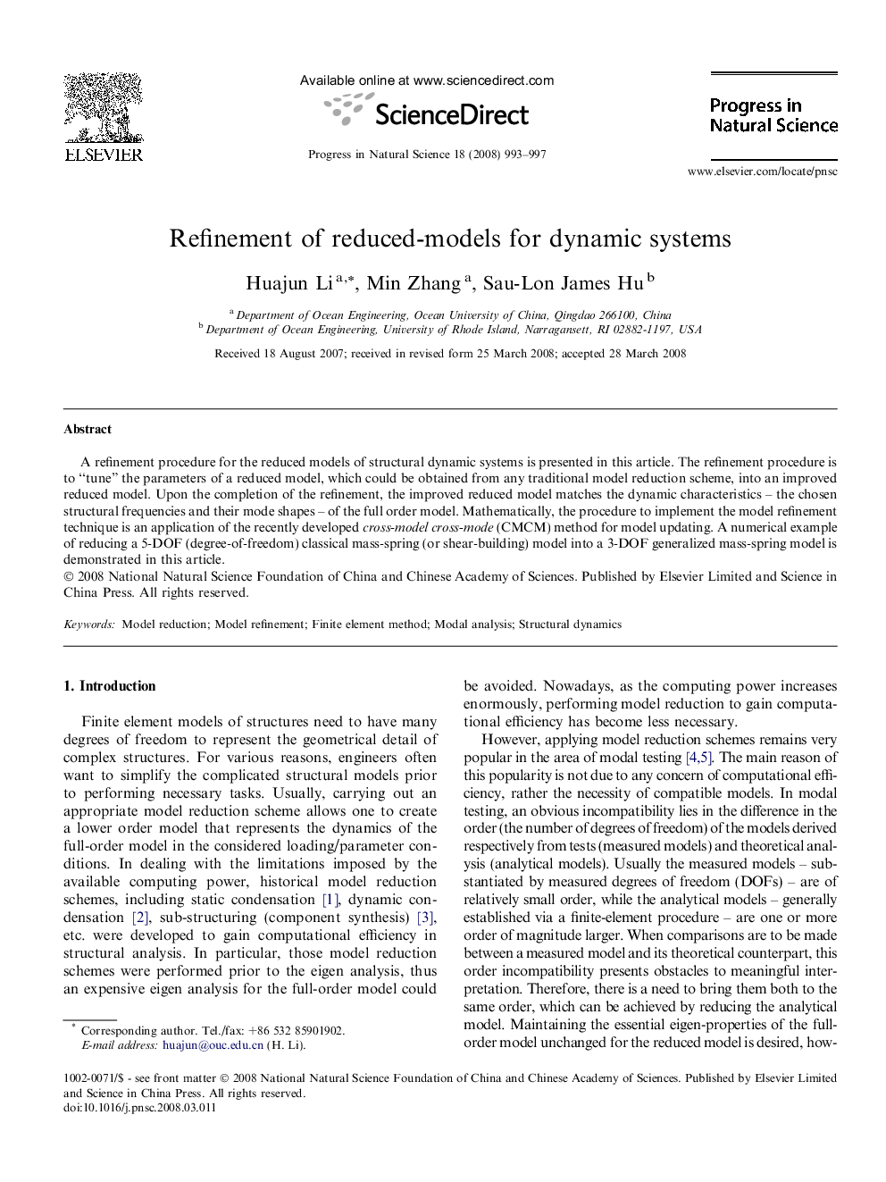 Refinement of reduced-models for dynamic systems