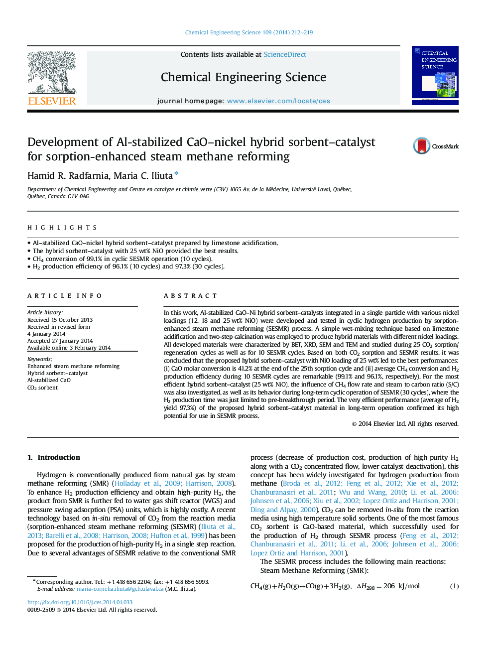 Development of Al-stabilized CaO–nickel hybrid sorbent–catalyst for sorption-enhanced steam methane reforming