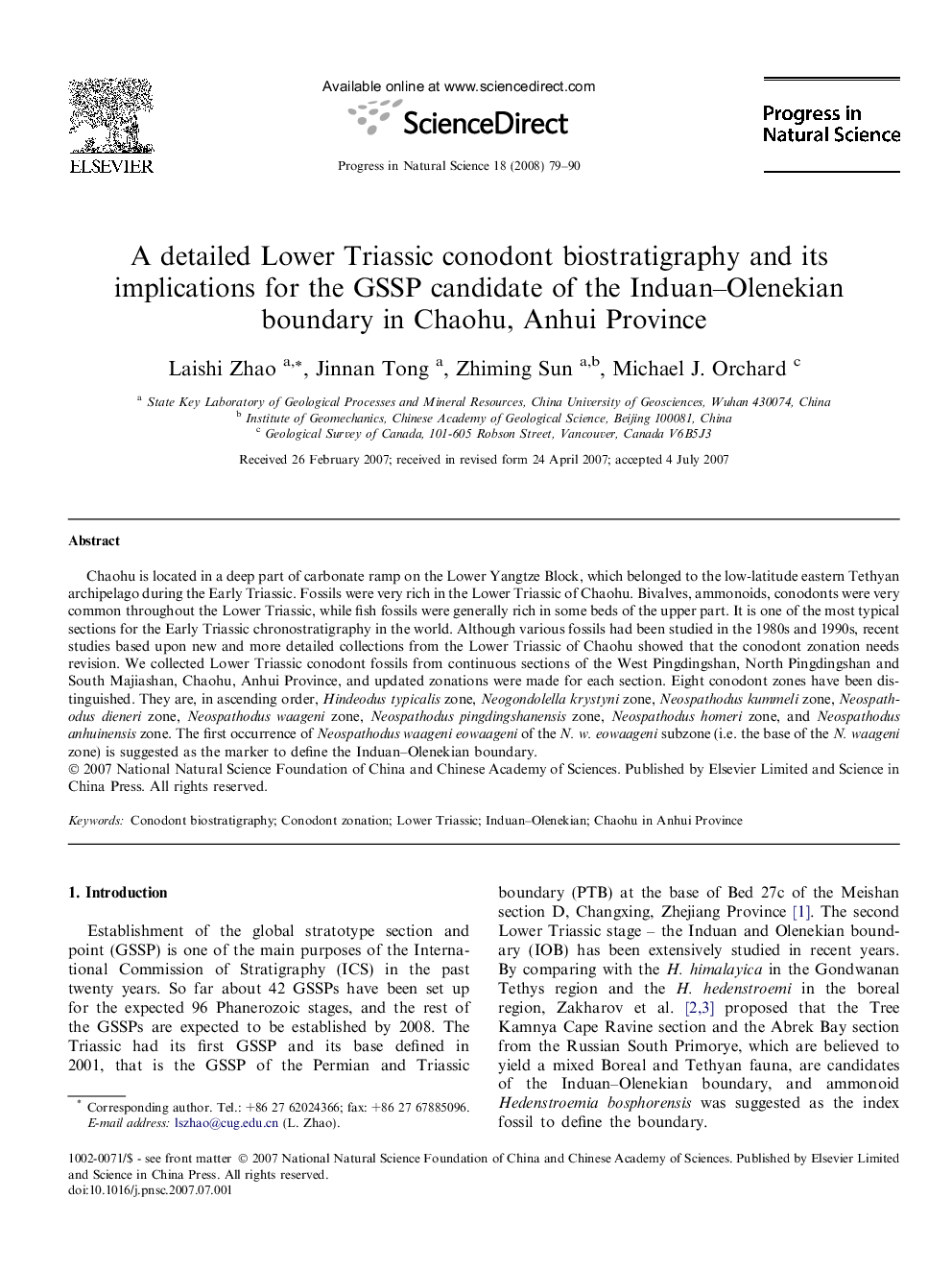 A detailed Lower Triassic conodont biostratigraphy and its implications for the GSSP candidate of the Induan–Olenekian boundary in Chaohu, Anhui Province