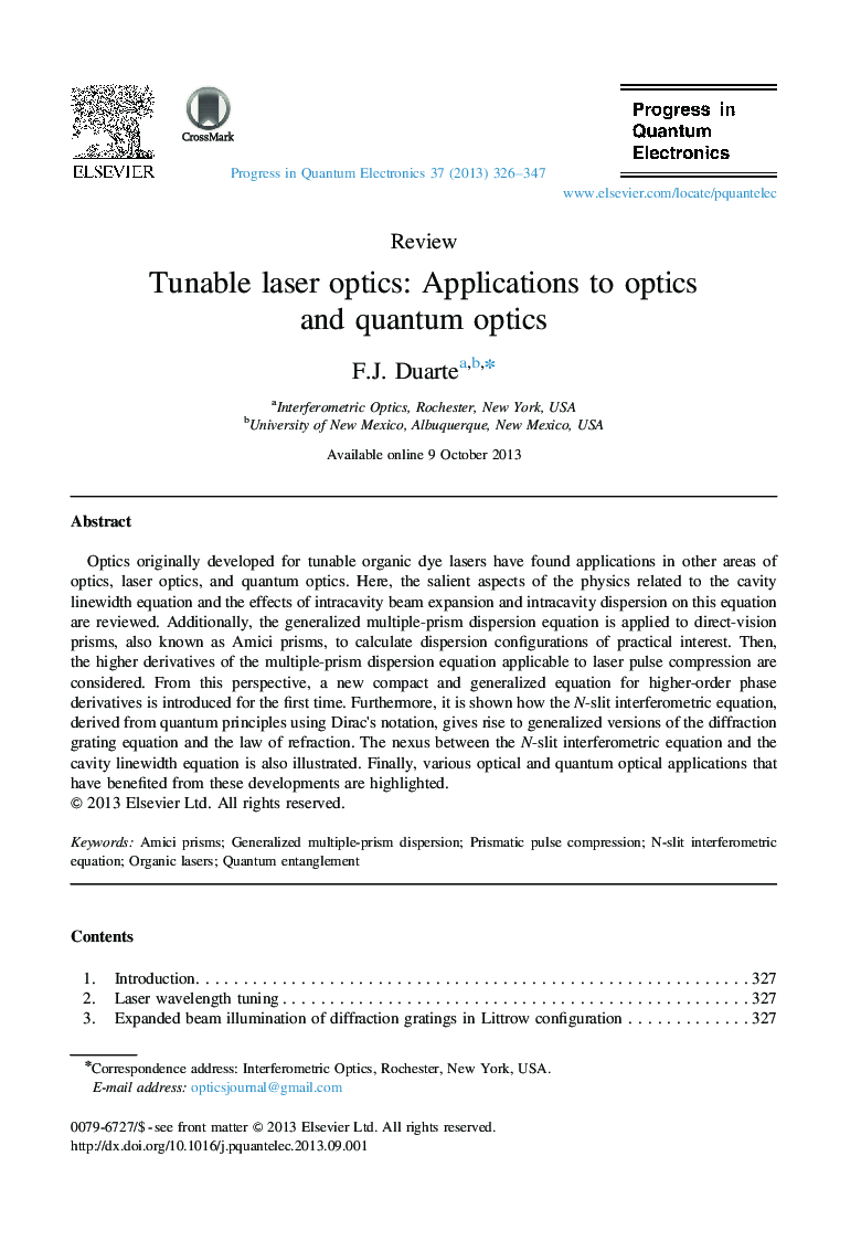 Tunable laser optics: Applications to optics and quantum optics