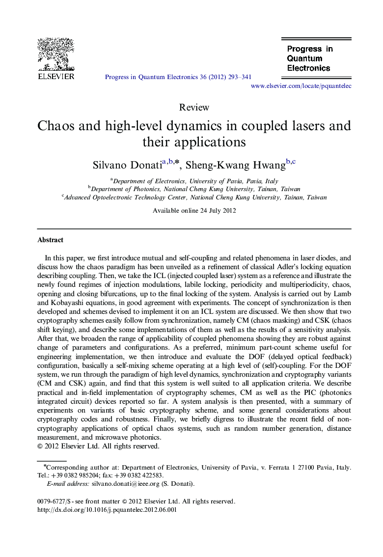 Chaos and high-level dynamics in coupled lasers and their applications