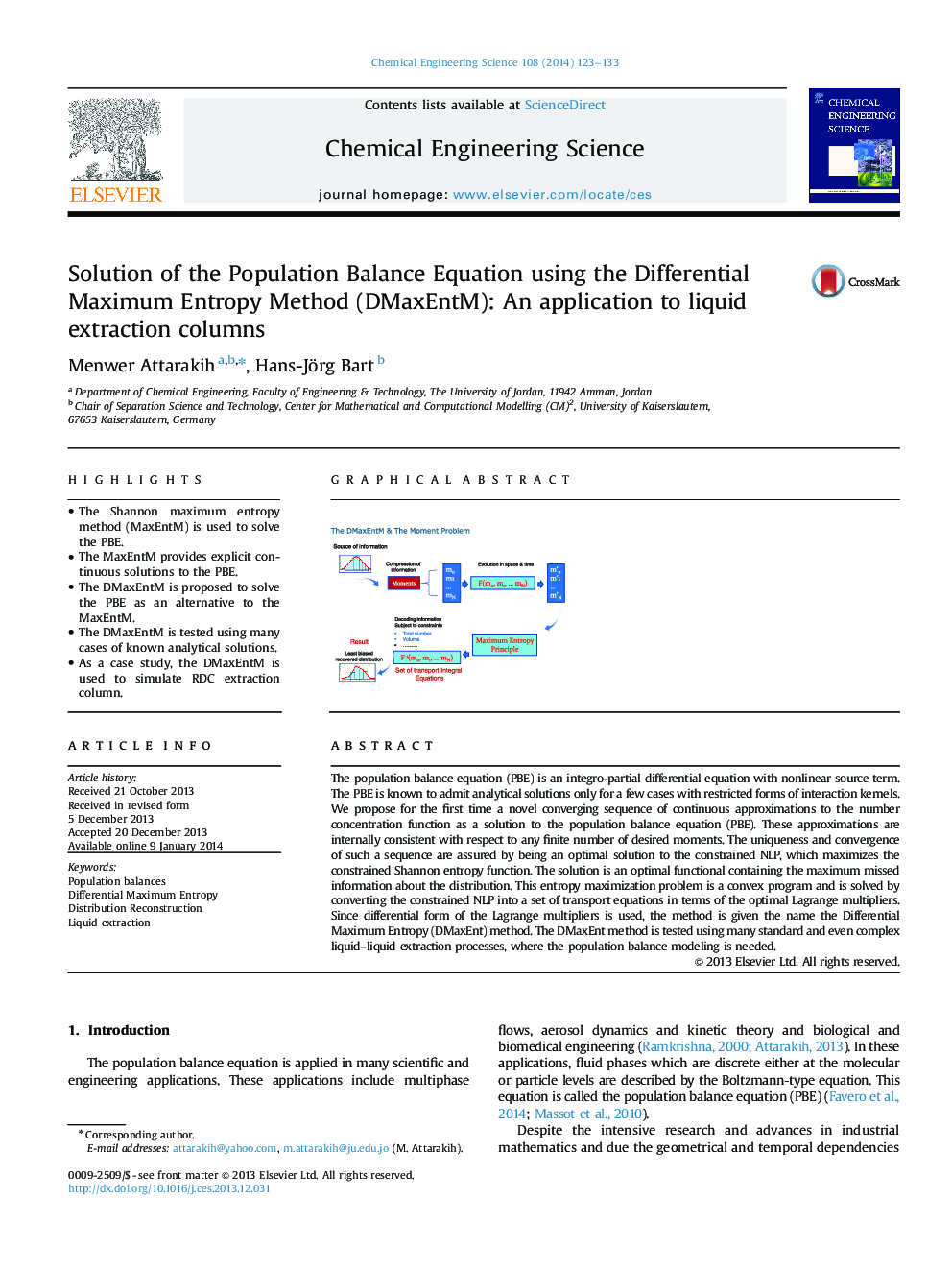 Solution of the Population Balance Equation using the Differential Maximum Entropy Method (DMaxEntM): An application to liquid extraction columns