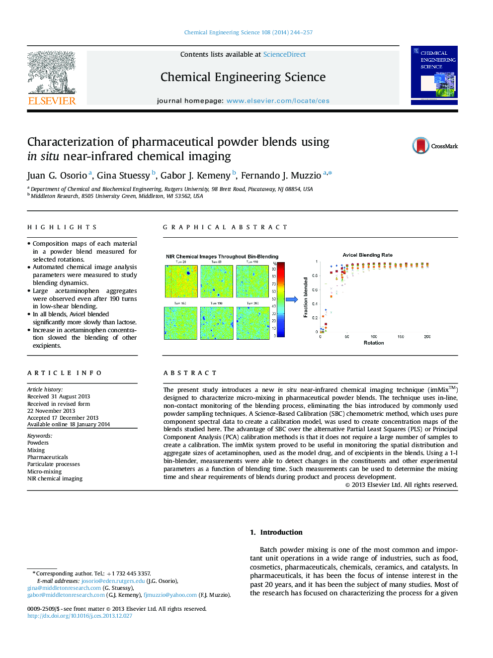 Characterization of pharmaceutical powder blends using in situ near-infrared chemical imaging