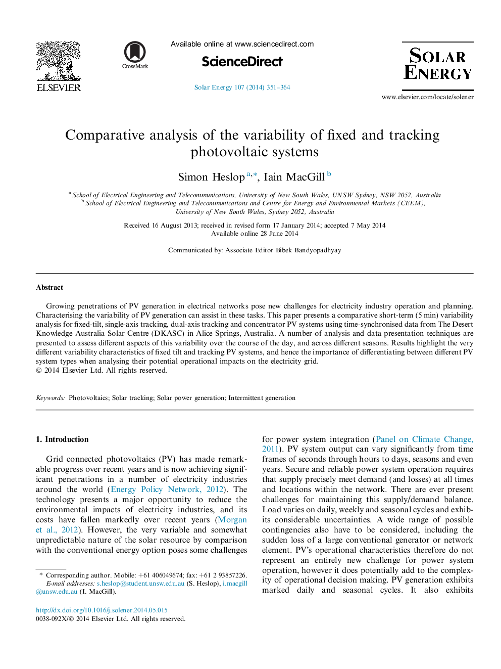 تجزیه و تحلیل تطبیقی ​​تغییرپذیری سیستم های فتوولتائیک ثابت و ردیابی 