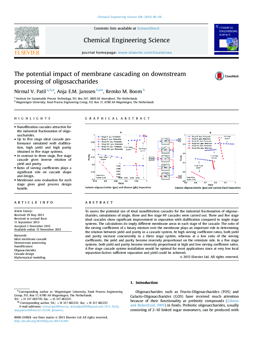 The potential impact of membrane cascading on downstream processing of oligosaccharides