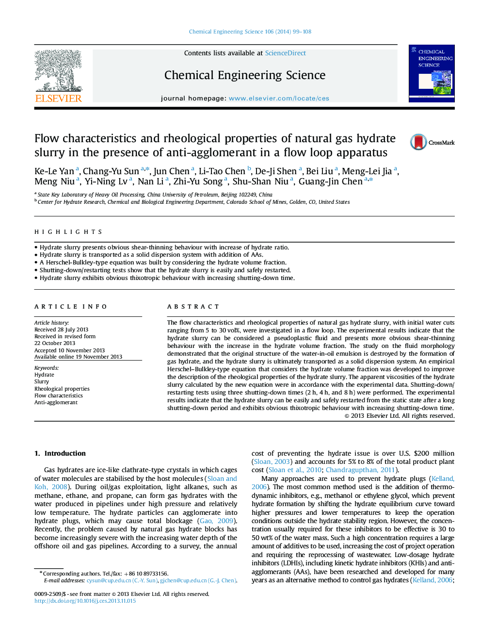 Flow characteristics and rheological properties of natural gas hydrate slurry in the presence of anti-agglomerant in a flow loop apparatus