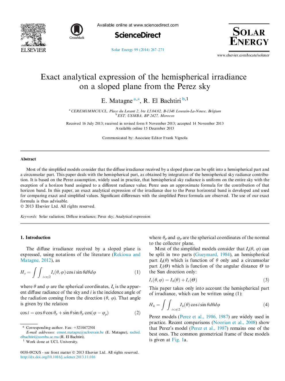 Exact analytical expression of the hemispherical irradiance on a sloped plane from the Perez sky