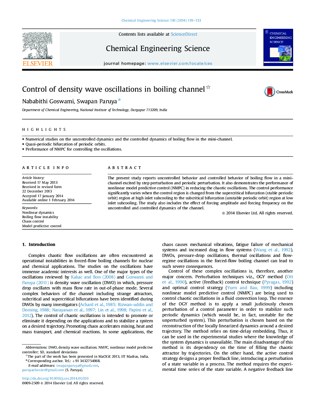 Control of density wave oscillations in boiling channel 