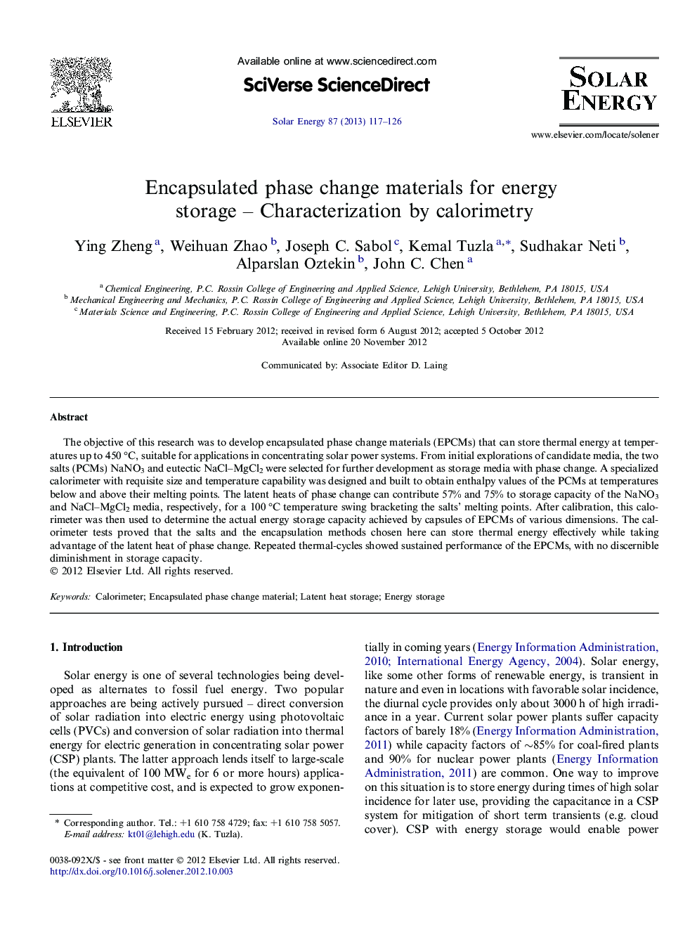 Encapsulated phase change materials for energy storage – Characterization by calorimetry