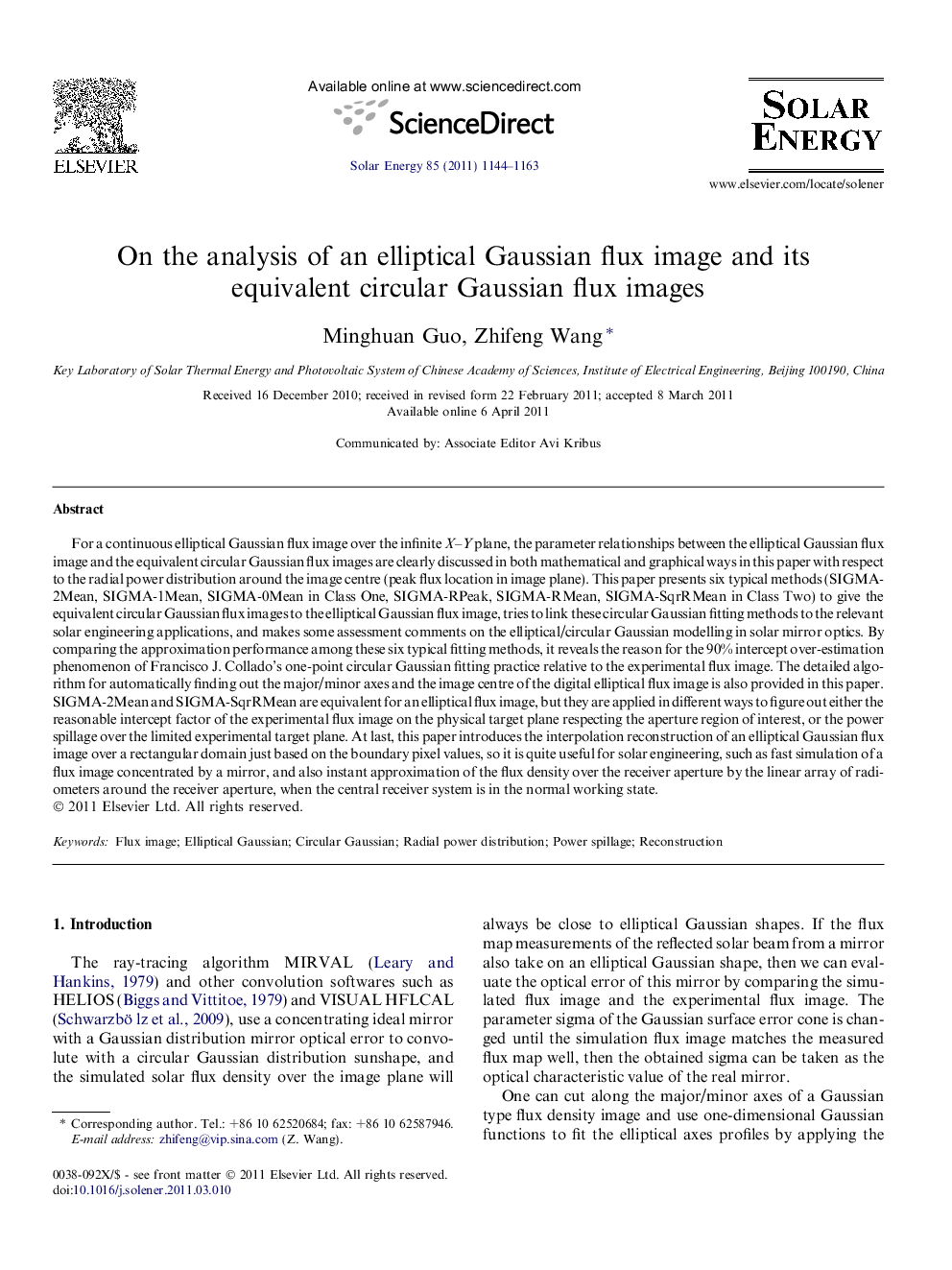 On the analysis of an elliptical Gaussian flux image and its equivalent circular Gaussian flux images