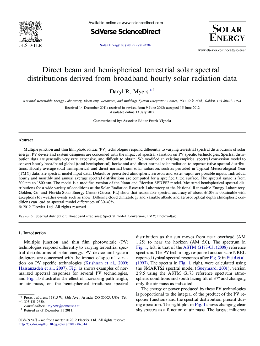 Direct beam and hemispherical terrestrial solar spectral distributions derived from broadband hourly solar radiation data