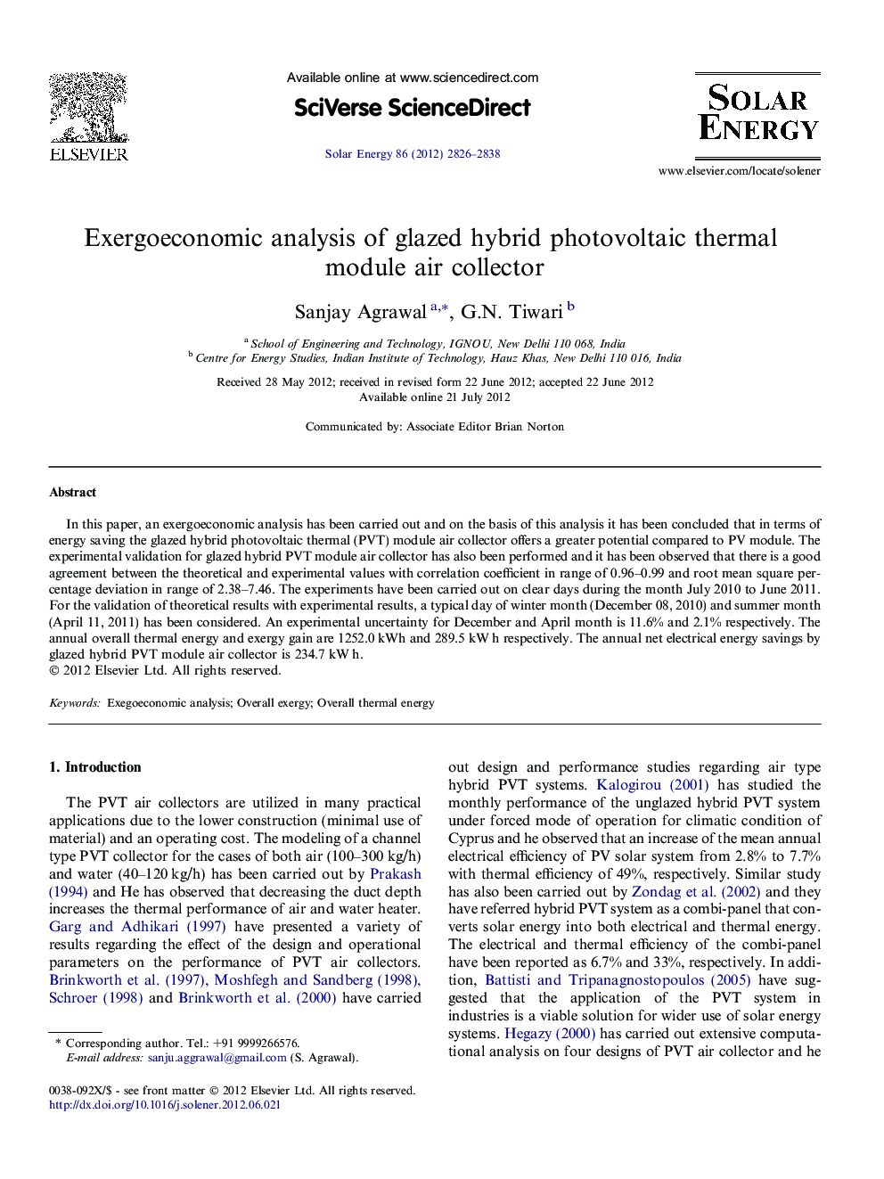 Exergoeconomic analysis of glazed hybrid photovoltaic thermal module air collector