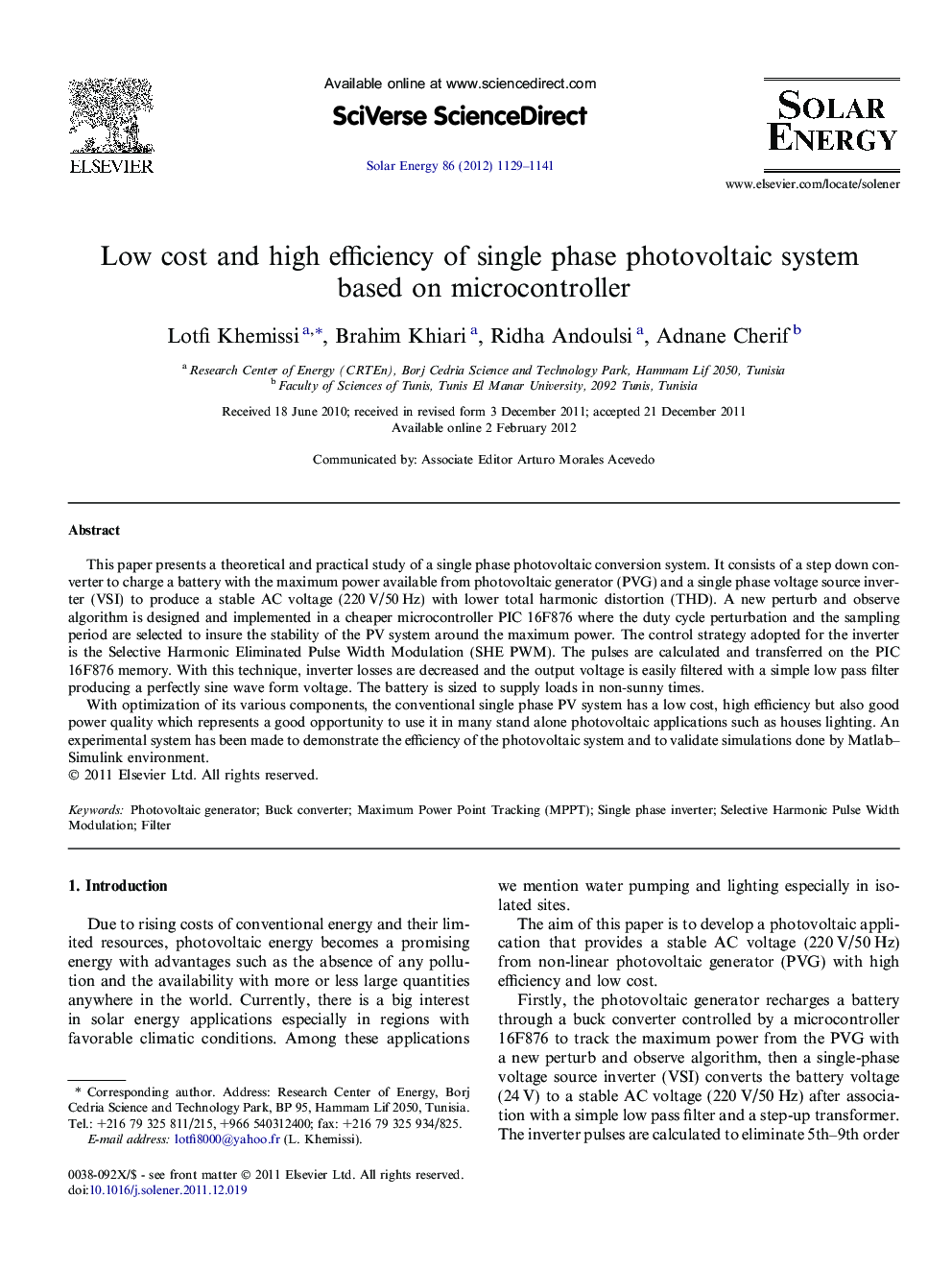 Low cost and high efficiency of single phase photovoltaic system based on microcontroller