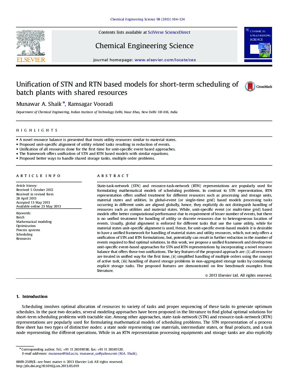 Unification of STN and RTN based models for short-term scheduling of batch plants with shared resources