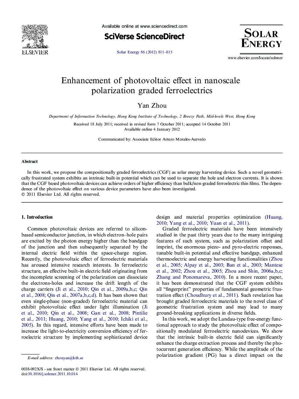 Enhancement of photovoltaic effect in nanoscale polarization graded ferroelectrics