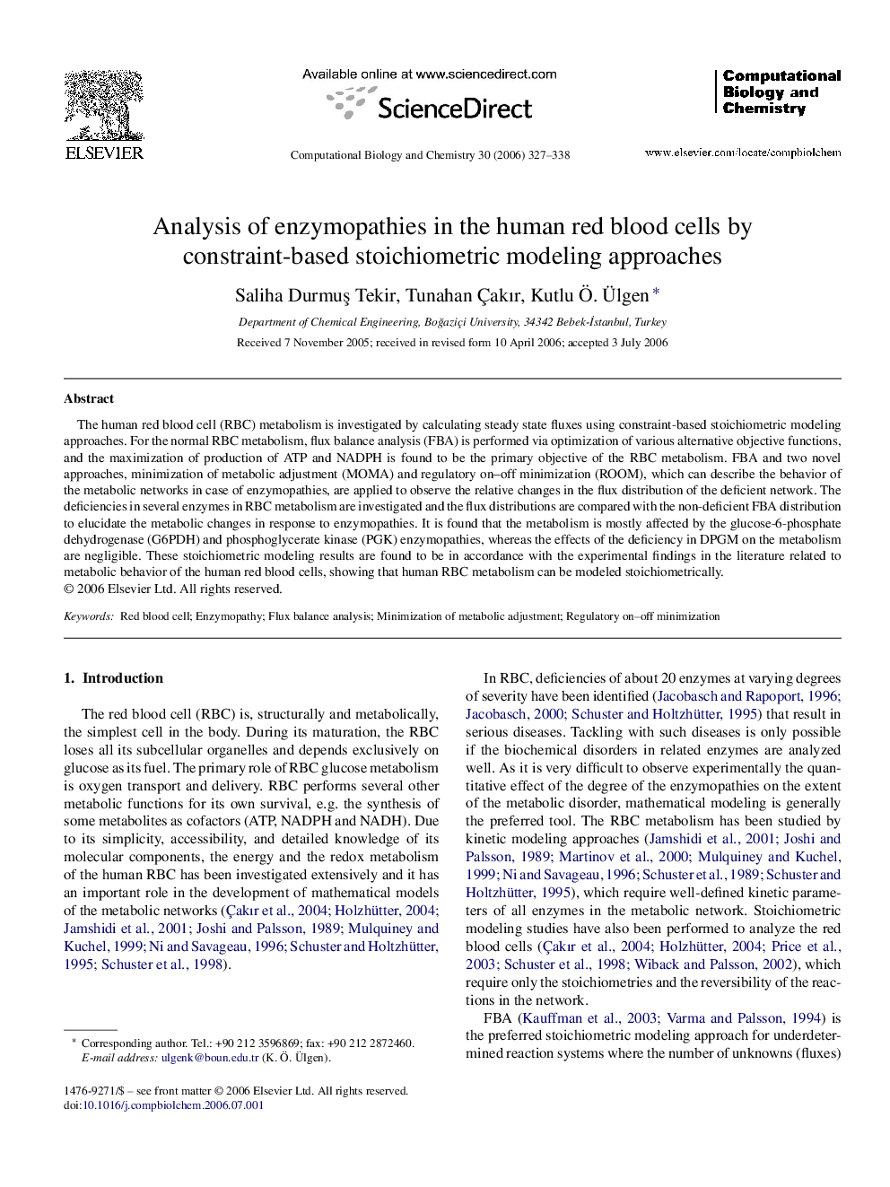 Analysis of enzymopathies in the human red blood cells by constraint-based stoichiometric modeling approaches