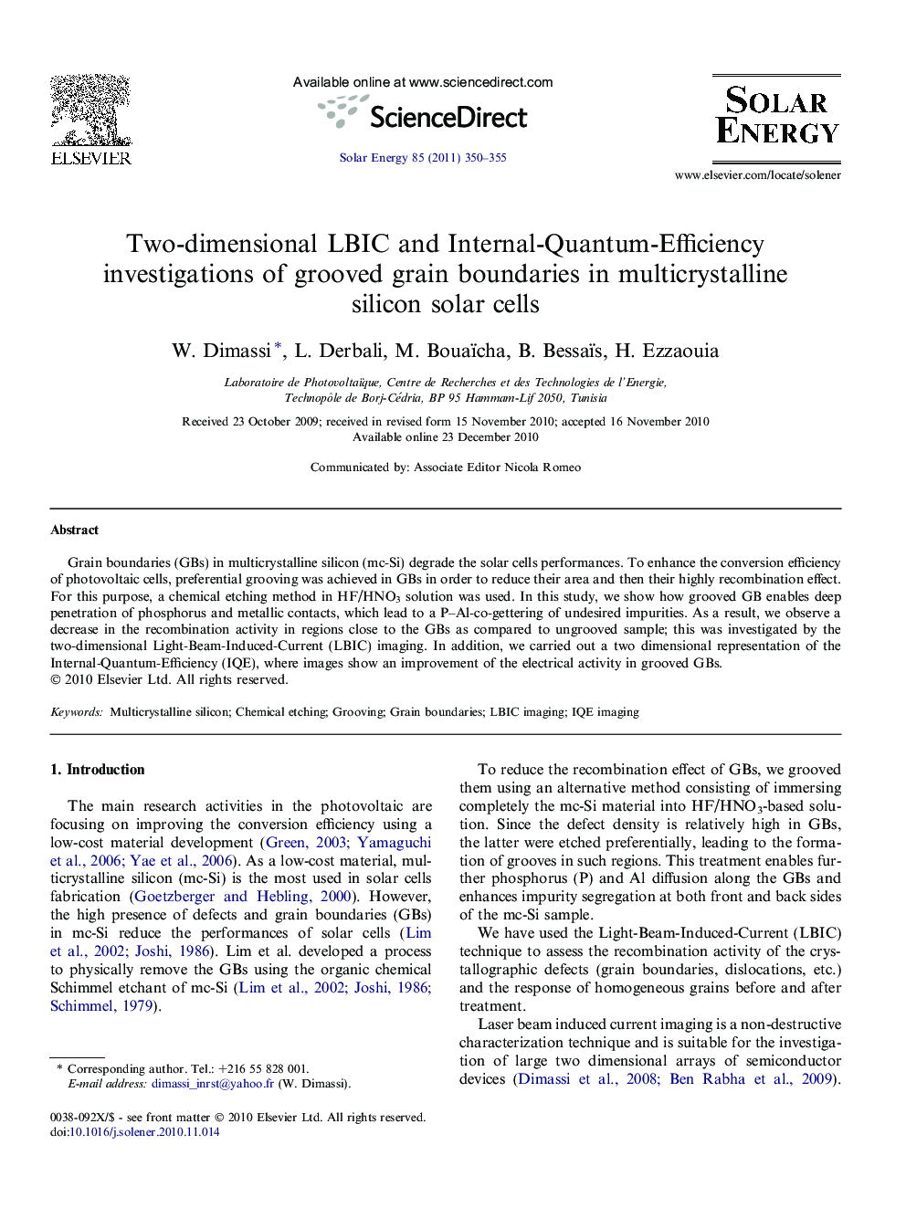 Two-dimensional LBIC and Internal-Quantum-Efficiency investigations of grooved grain boundaries in multicrystalline silicon solar cells