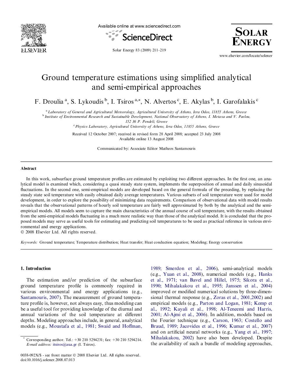 Ground temperature estimations using simplified analytical and semi-empirical approaches