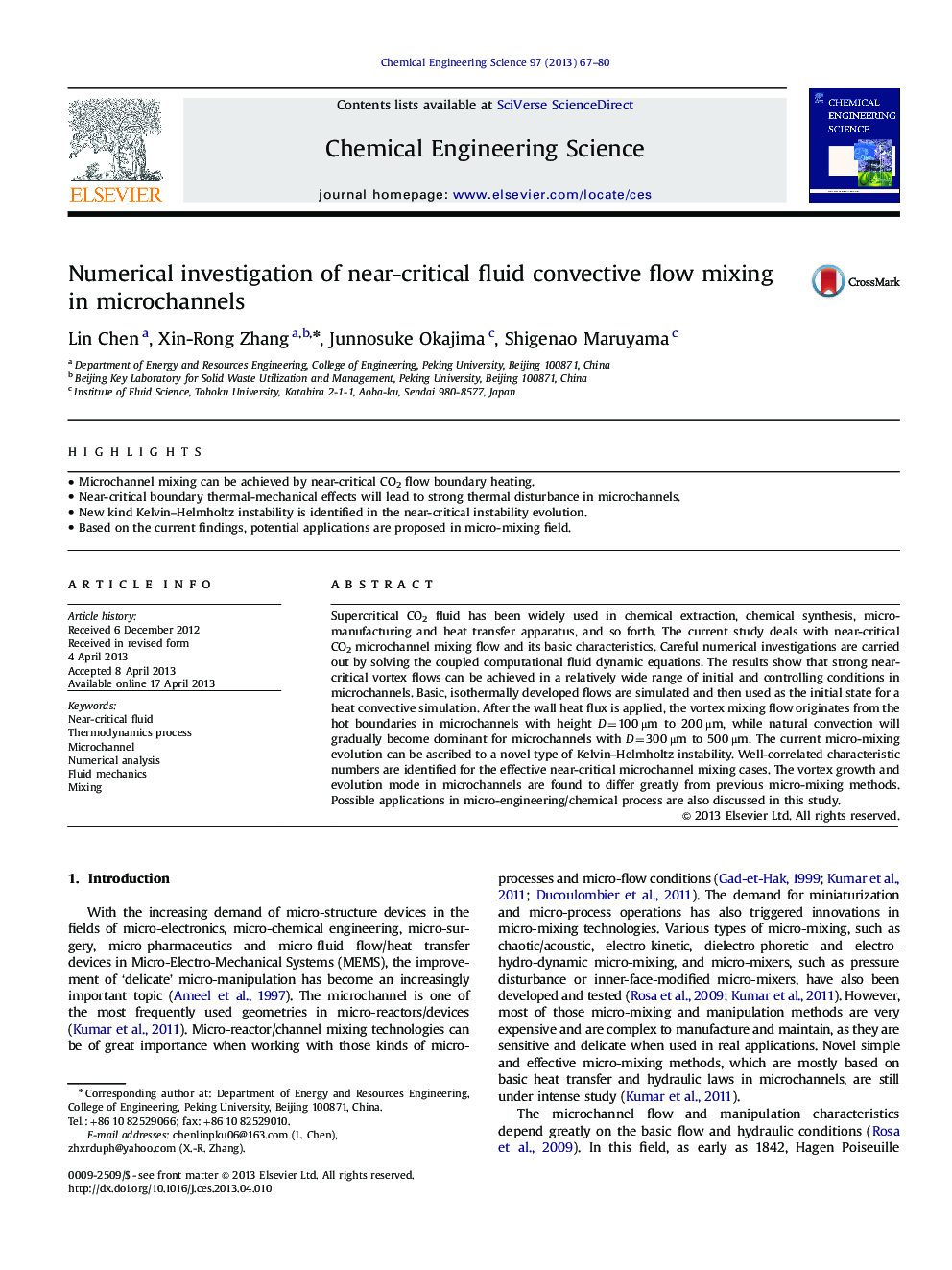 Numerical investigation of near-critical fluid convective flow mixing in microchannels