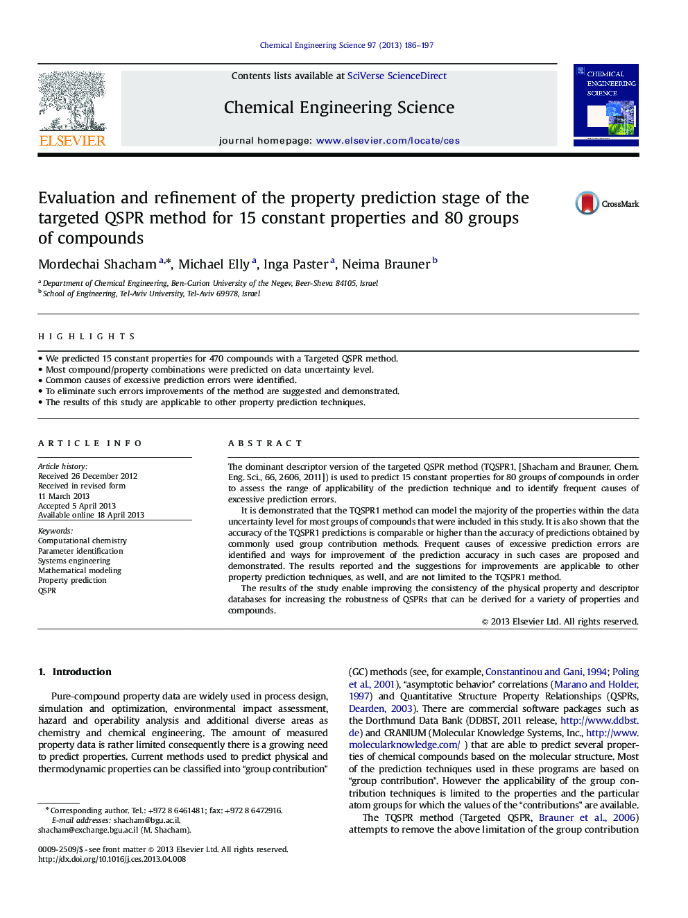 Evaluation and refinement of the property prediction stage of the targeted QSPR method for 15 constant properties and 80 groups of compounds