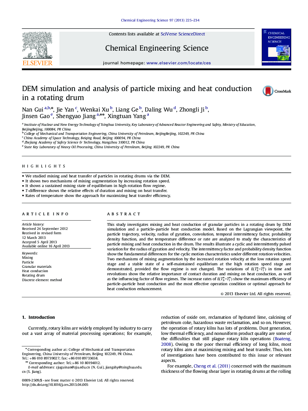 DEM simulation and analysis of particle mixing and heat conduction in a rotating drum