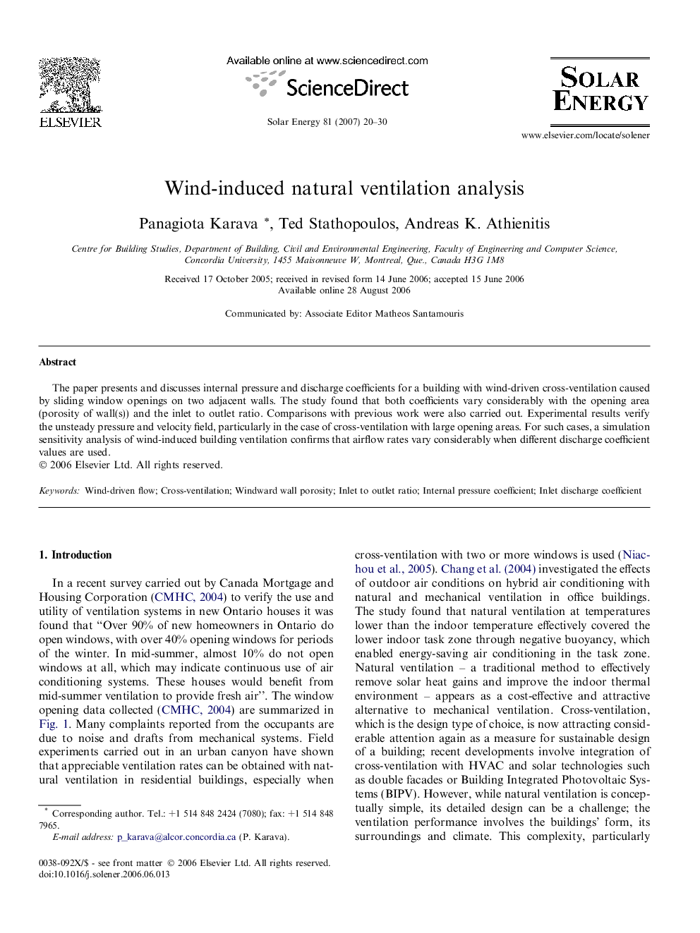 Wind-induced natural ventilation analysis