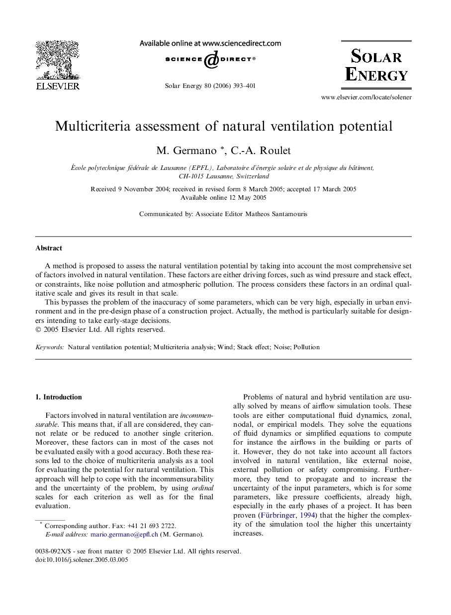 Multicriteria assessment of natural ventilation potential