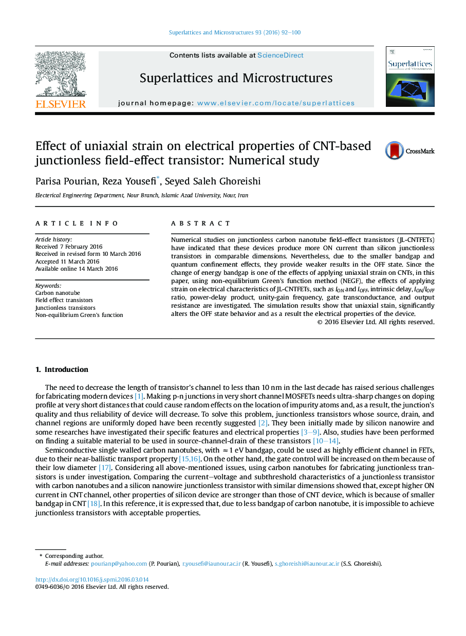 Effect of uniaxial strain on electrical properties of CNT-based junctionless field-effect transistor: Numerical study