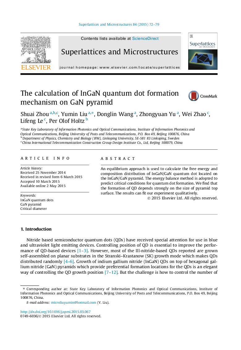 The calculation of InGaN quantum dot formation mechanism on GaN pyramid