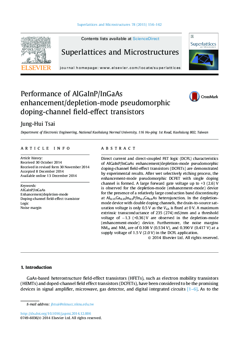 Performance of AlGaInP/InGaAs enhancement/depletion-mode pseudomorphic doping-channel field-effect transistors