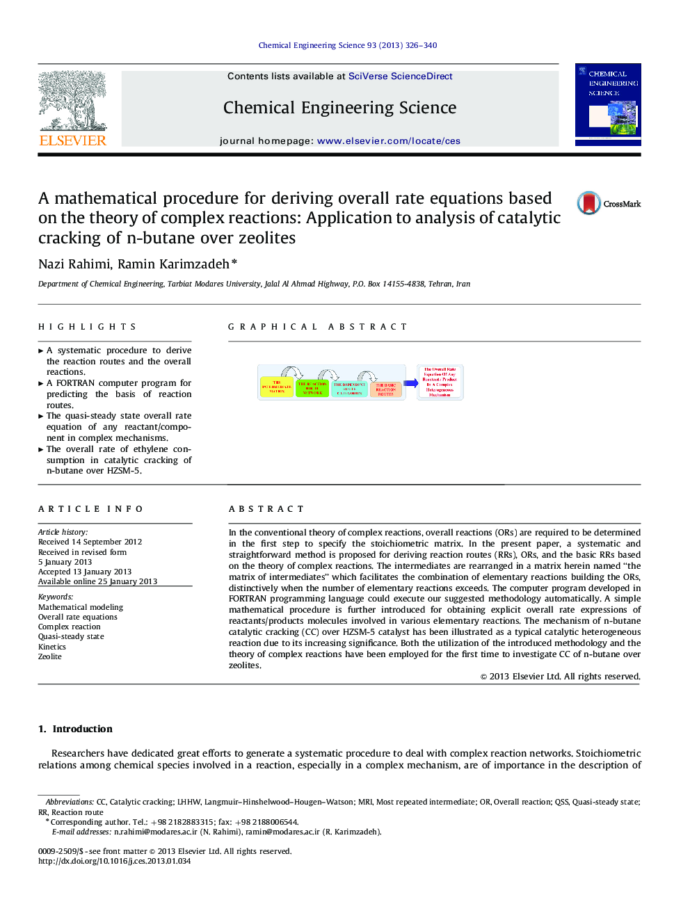 A mathematical procedure for deriving overall rate equations based on the theory of complex reactions: Application to analysis of catalytic cracking of n-butane over zeolites