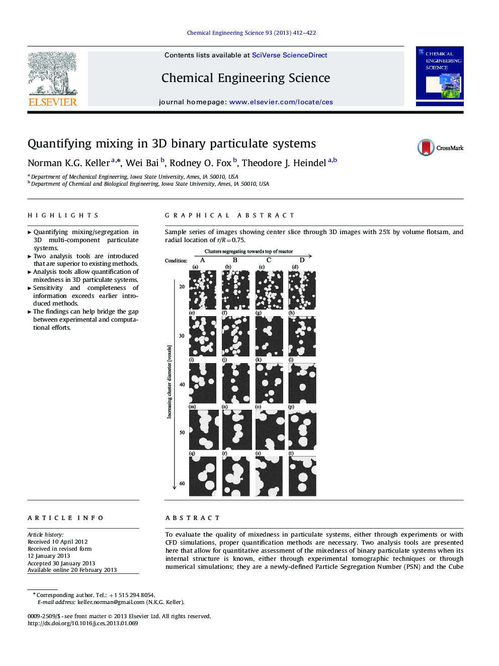 Quantifying mixing in 3D binary particulate systems