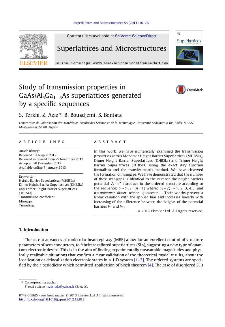 Study of transmission properties in GaAs/AlxGa1−xAs superlattices generated by a specific sequences