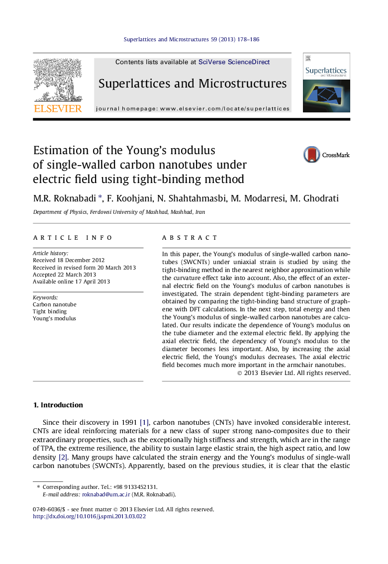 Estimation of the Young’s modulus of single-walled carbon nanotubes under electric field using tight-binding method