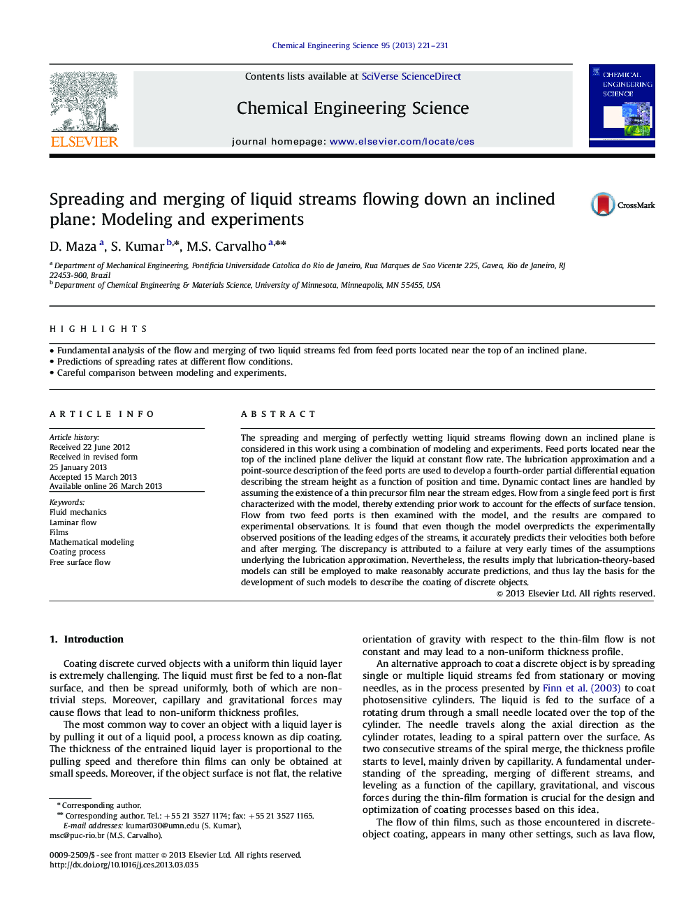 Spreading and merging of liquid streams flowing down an inclined plane: Modeling and experiments