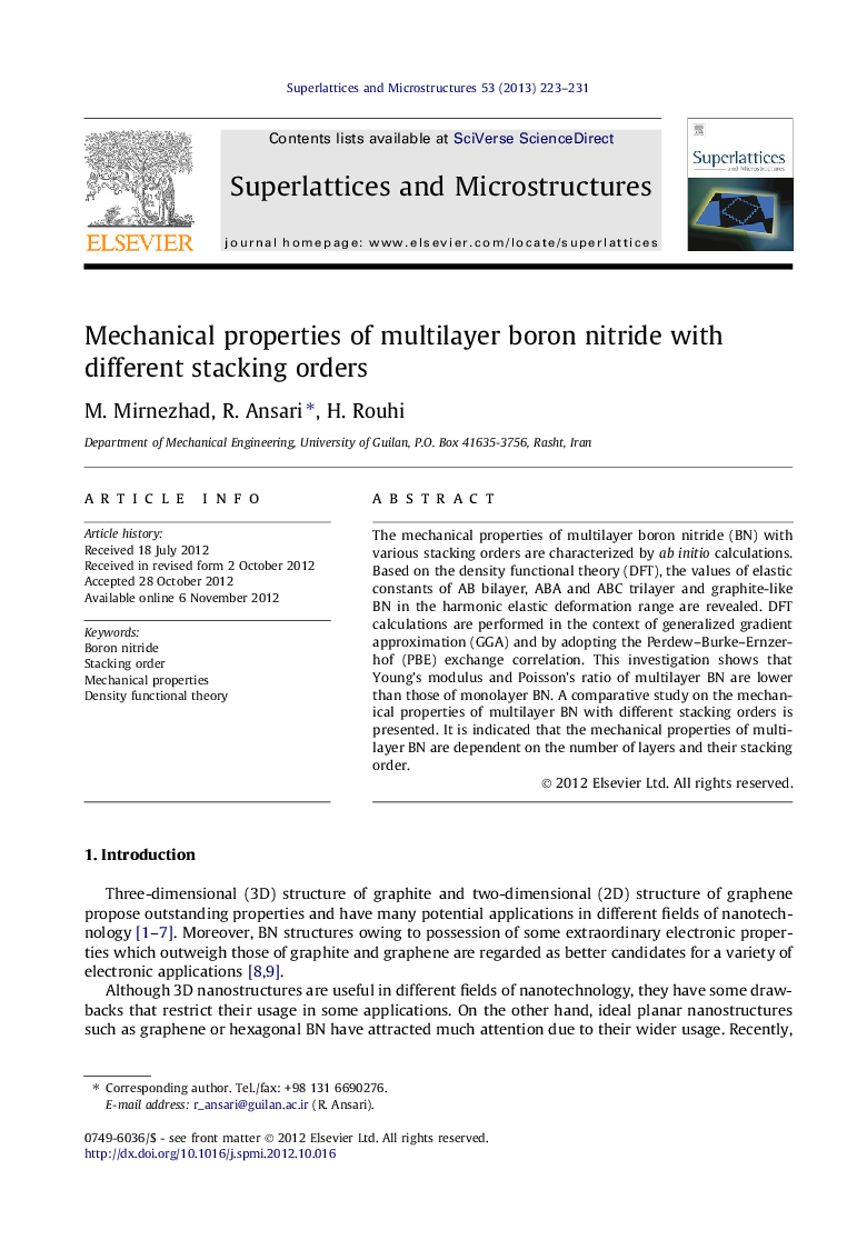 Mechanical properties of multilayer boron nitride with different stacking orders