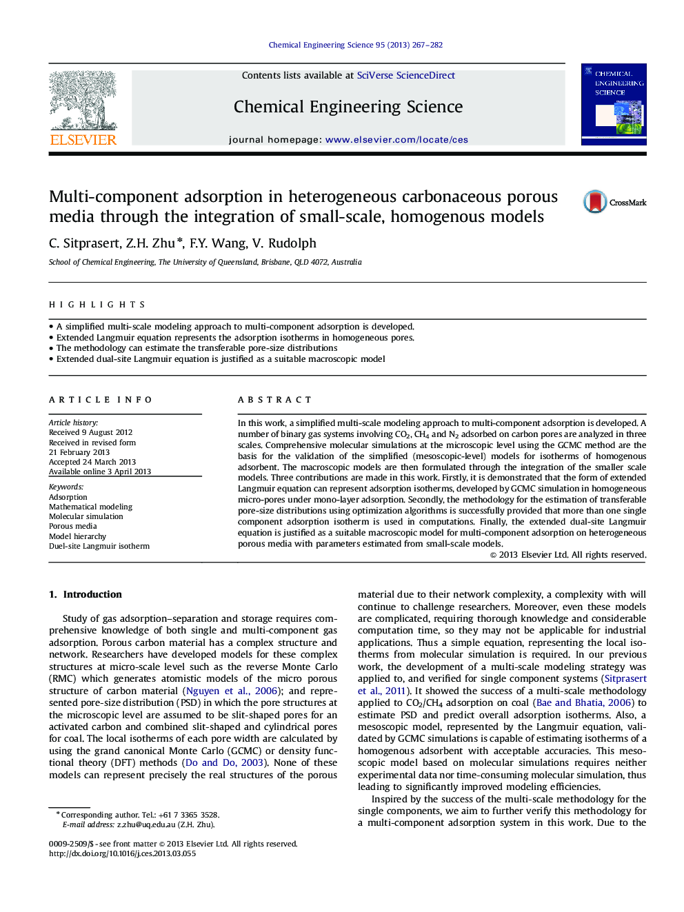 Multi-component adsorption in heterogeneous carbonaceous porous media through the integration of small-scale, homogenous models