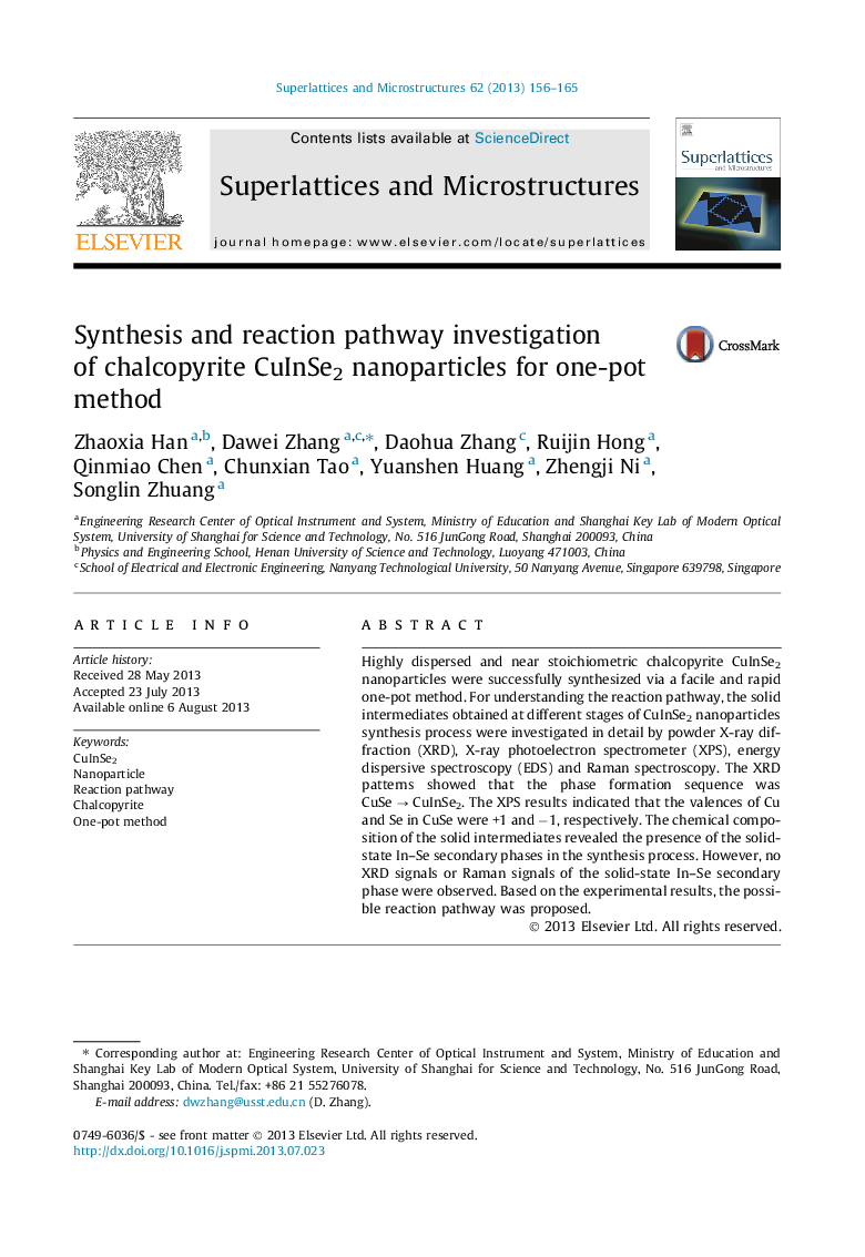 Synthesis and reaction pathway investigation of chalcopyrite CuInSe2 nanoparticles for one-pot method