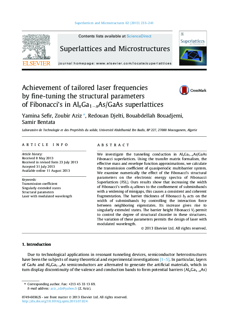 Achievement of tailored laser frequencies by fine-tuning the structural parameters of Fibonacci’s in AlxGa1−xAs/GaAs superlattices