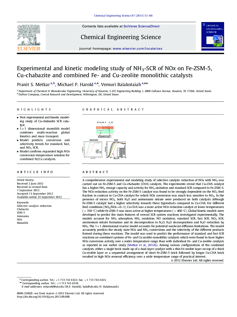 Experimental and kinetic modeling study of NH3-SCR of NOx on Fe-ZSM-5, Cu-chabazite and combined Fe- and Cu-zeolite monolithic catalysts