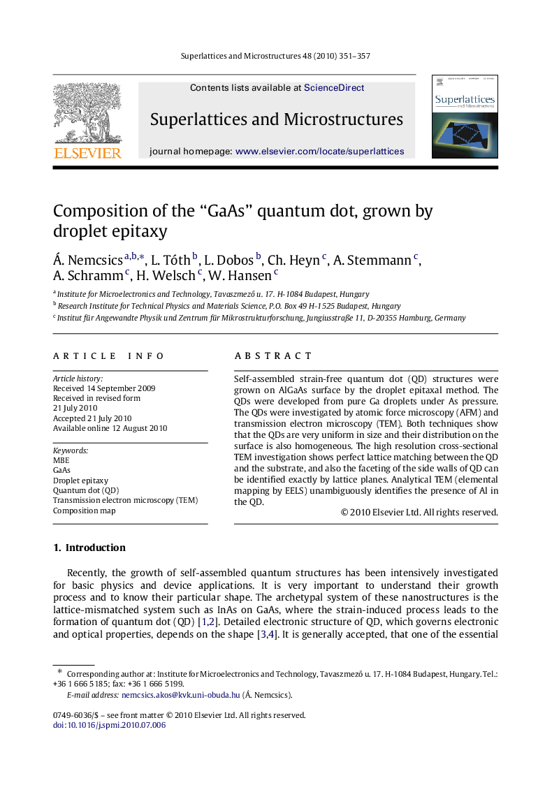 Composition of the “GaAs” quantum dot, grown by droplet epitaxy