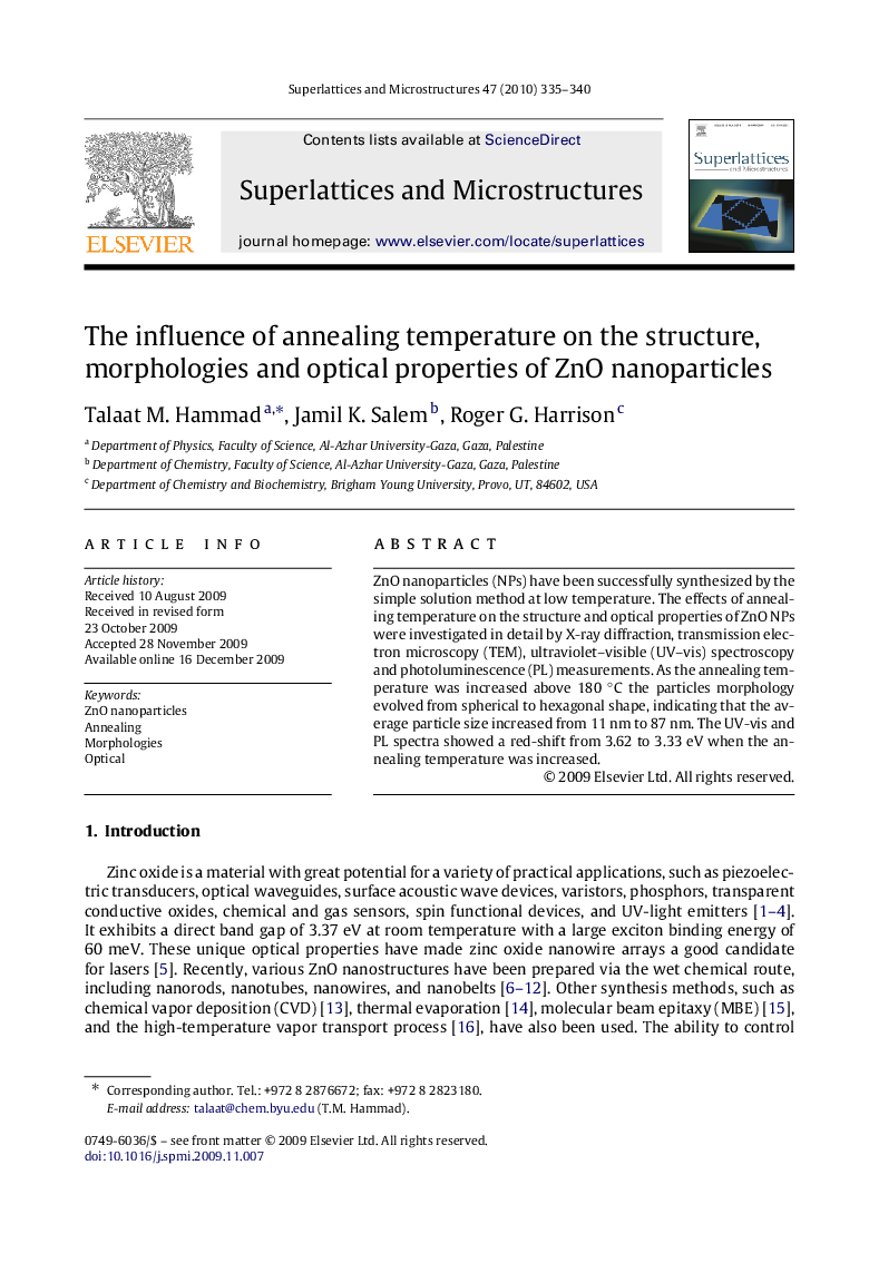 The influence of annealing temperature on the structure, morphologies and optical properties of ZnO nanoparticles