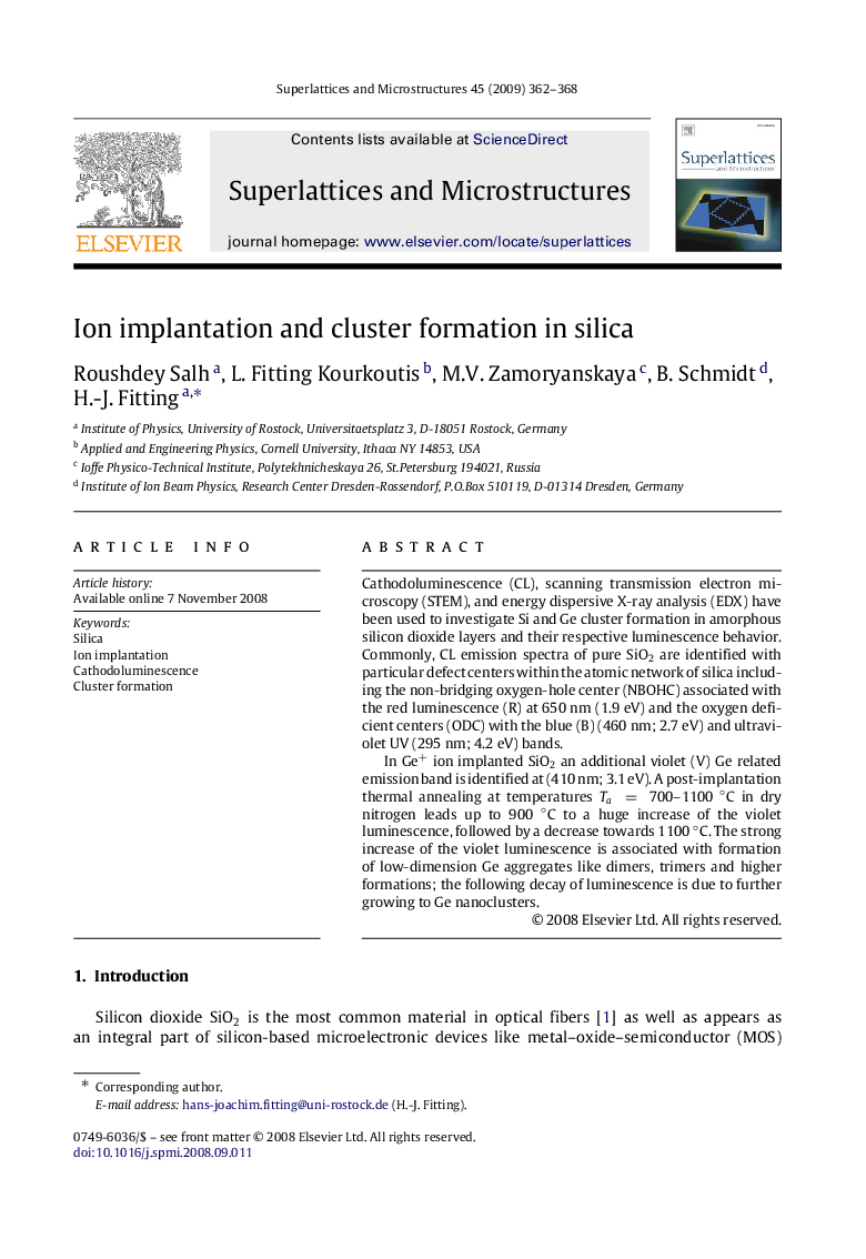 Ion implantation and cluster formation in silica