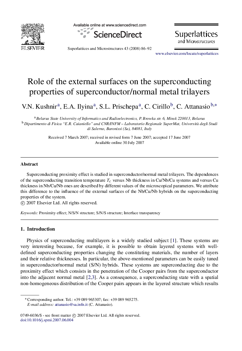 Role of the external surfaces on the superconducting properties of superconductor/normal metal trilayers