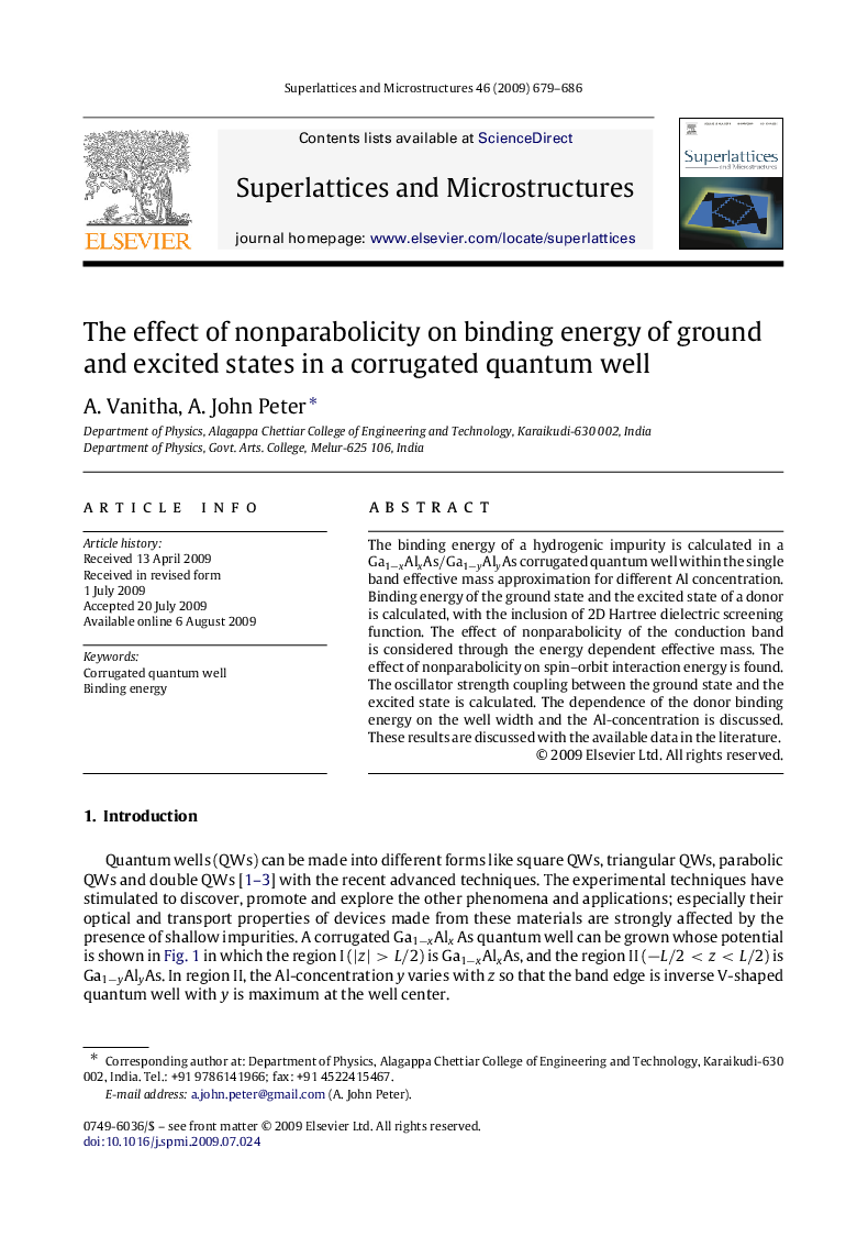 The effect of nonparabolicity on binding energy of ground and excited states in a corrugated quantum well