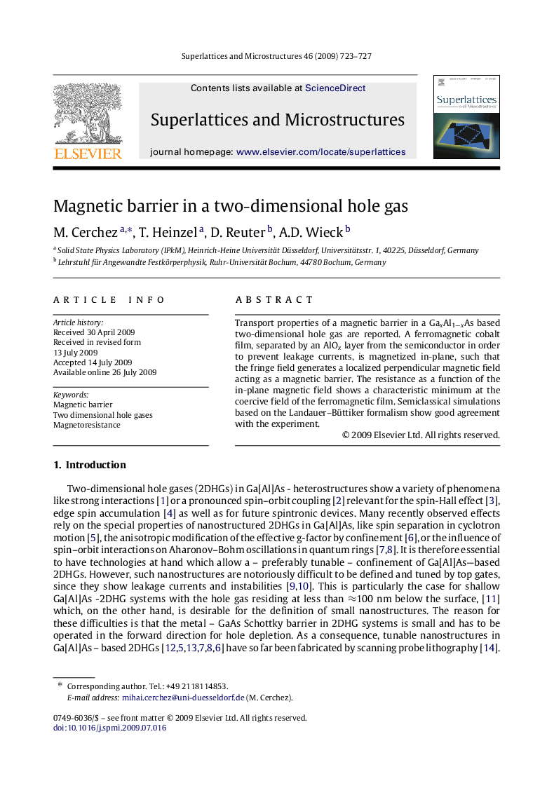 Magnetic barrier in a two-dimensional hole gas