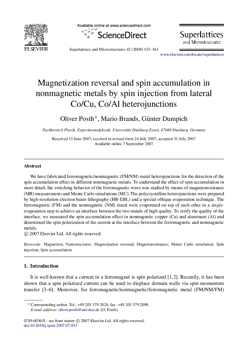 Magnetization reversal and spin accumulation in nonmagnetic metals by spin injection from lateral Co/Cu, Co/Al heterojunctions