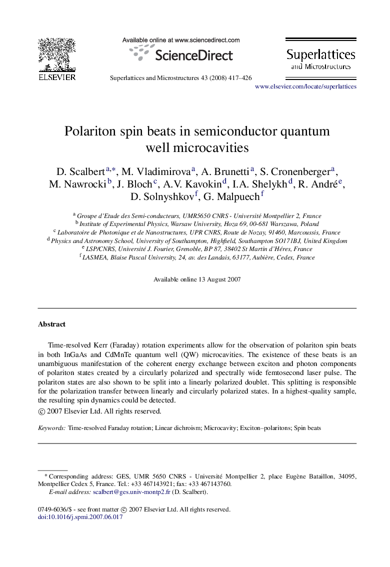 Polariton spin beats in semiconductor quantum well microcavities