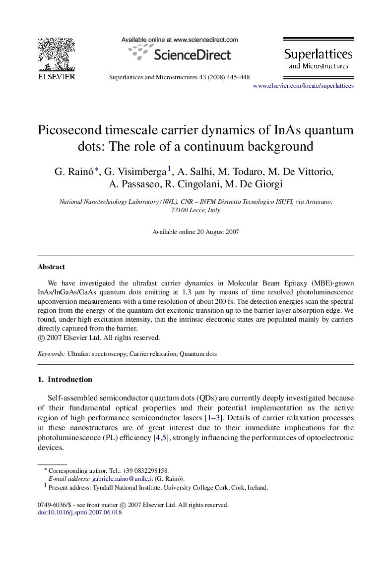 Picosecond timescale carrier dynamics of InAs quantum dots: The role of a continuum background